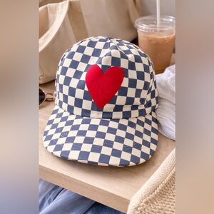 Ascot + Hart x Anthropologie Checkerboard Heart Baseball Cap Cotton Coachella